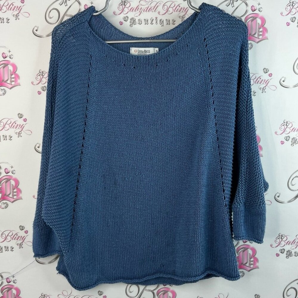 Luisa Ricci sweater knit knitted deep royal Blue Box Women's Blue Knit Sweater